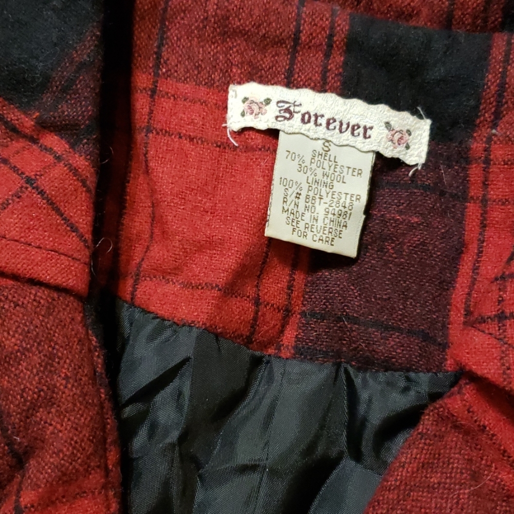 Red plaid tartan vintage wool blazer/jacket - Picture 7 of 8